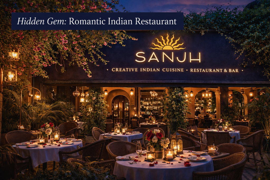 Romantic candlelit dining at Sanjh Restaurant & Bar