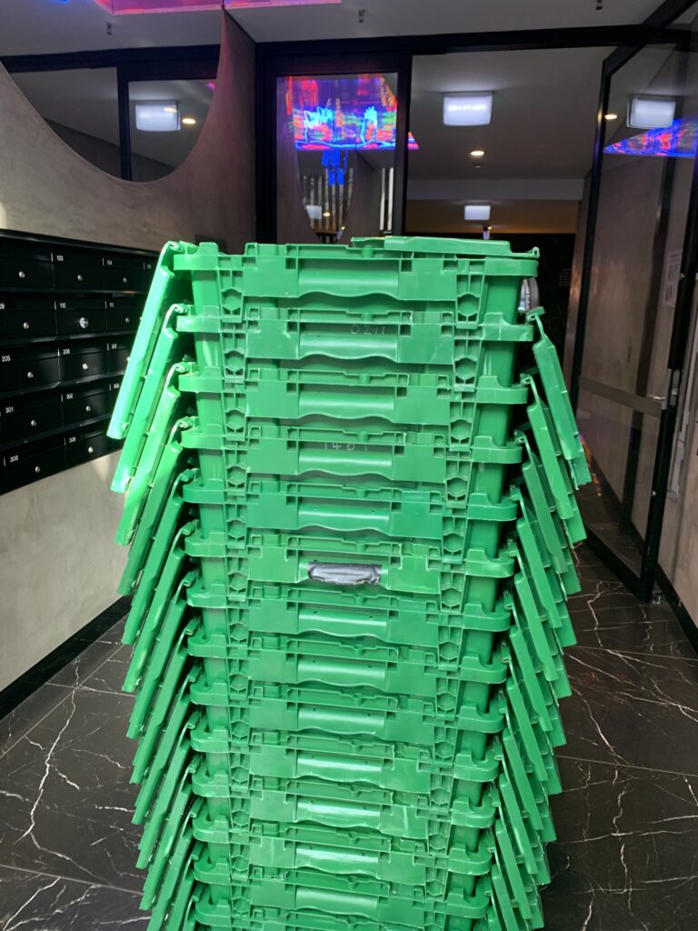 Plastic moving boxes