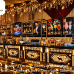 Elegant wedding counter display in Moradabad featuring floral décor, handcrafted decorative items, and premium lighting setup