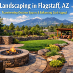 Flagstaff backyard with scenic peaks backdrop