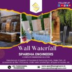 Stunning wall waterfall fountain with glass panel and smooth sheet water flow for modern home and office decor